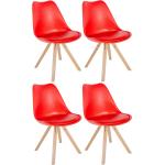 Rote Moderne CLP Trading Sofia Quadratische Stuhl-Serie aus Kunststoff Breite 0-50cm, Höhe 0-50cm, Tiefe 0-50cm 4-teilig 