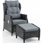 Schwarze Moderne CLP Trading Polyrattan Sessel aus Rattan gepolstert Breite 50-100cm, Höhe 100-150cm, Tiefe 50-100cm 