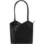 Schwarze Elegante Cluty City-Rucksäcke 7l mit Reißverschluss aus Rindsleder mit Außentaschen für Herren 