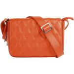 Orange Cluty Lederhandtaschen mit Reißverschluss aus Leder mit Innentaschen für Damen 