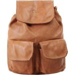 Braune Vintage City-Rucksäcke mit Außentaschen für Damen 