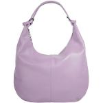 Violette Unifarbene Cluty Lederhandtaschen mit Reißverschluss aus Leder mit Handyfach für Damen 