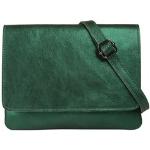 Dunkelgrüne Cluty Lederhandtaschen mit Reißverschluss aus Leder für Damen 