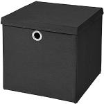 CM3 1 Stück Schwarz Faltbox 32 x 32 x 32 cm Aufbewahrungsbox faltbar mit Deckel