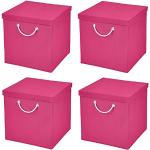 CM3 4 Stück Pink Faltbox 30 x 30 x 30 cm Aufbewahrungsbox faltbar mit Kordel und mit Deckel
