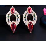 Rubinrote Vintage Ohrhänger aus Kupfer mit Zirkonia für Damen für Partys 