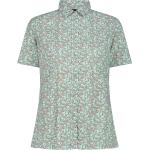 Olivgrüne Karo Kurzärmelige CMP Karierte Blusen aus Polyester für Damen Größe L für den für den Sommer 