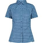 Blaue Karo Kurzärmelige Karierte Blusen aus Polyester für Damen Größe S 