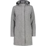 Graue Melierte Atmungsaktive CMP Kapuzenmäntel aus Wolle mit Kapuze für Damen Größe L für den für den Herbst 