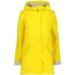 Gelbe Wasserdichte Winddichte CMP Midi Gefütterte Regenjacken mit Reißverschluss aus Polyester mit Kapuze für Damen Größe L 