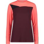 Burgundfarbene Sportliche Langärmelige T-Shirts für Damen Größe M 