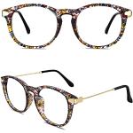 CN88 Klassische Nerdbrille rund Keyhole 40er 50er Jahre Pantobrille Vintage Look clear lens,Mehrfarbig B