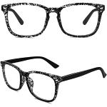 CN92 Klassische Nerdbrille rund Keyhole 40er 50er Jahre Pantobrille Vintage Look clear lens, A Schwarz Spot, 53