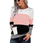 Rosa Oversize Langärmelige T-Shirts aus Polyester für Damen Größe S für den für den Herbst 
