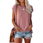 Reduzierte Rosa Sexy Langärmelige T-Shirts aus Polyester für Damen Größe M für den für den Herbst 