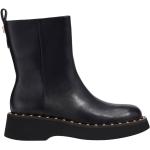 Schwarze Grunge Coach Stiefeletten & Boots mit Nieten mit Nieten mit Reißverschluss aus Leder für Damen Größe 40,5 