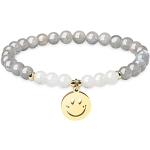 Emoji Smiley Mondstein Armbänder aus Metall mit Labradorit für Damen 