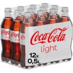 Coca-Cola Light / Erfrischendes Softgetränk in praktischen Flaschen - Coca-Cola Geschmack ohne Kalorien / 12 x 500 ml Einweg Flasche