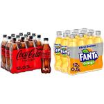 Coca-Cola Zero Sugar (12 x 500 ml) & Fanta Zero Orange - fruchtig-spritzige Limonade mit klassisichem Orangen-Geschmack - ohne Zucker und ohne Kalorien - Einweg Flaschen (12 x 500 ml)