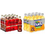 Coca-Cola Zero Sugar - prickelndes Erfrischungsgetränk (12 x 500 ml) & Fanta Zero Orange - fruchtig-spritzige Limonade mit klassisichem Orangen-Geschmack - ohne Zucker und ohne Kalorien (12 x 500 ml)