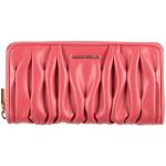 Korallenrote Unifarbene Coccinelle Brieftaschen mit Reißverschluss aus Leder für Damen 