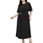 Reduzierte Schwarze Elegante Kurze Abendkleider mit Strass mit Reißverschluss aus Polyester für Damen Größe XXL Große Größen 