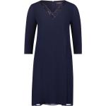 Blaue Langärmelige Vera Mont V-Ausschnitt Lange Abendkleider mit Reißverschluss aus Chiffon für Damen Größe S 