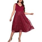 Rote Elegante Ärmellose Maxi Kurze Abendkleider mit Fransen aus Mesh für Damen Größe 5 XL Große Größen für Partys für den für den Sommer 