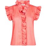 Pinke Festliche Blusen mit Pelikan-Motiv mit Rüschen aus Viskose für Damen Größe M 