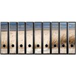 codiarts. Ordnerrücken selbstklebend | Etiketten Set für 9 breite Ordner | gestantzt mit Griffloch | Rückenschild breit | Düne Strand & Meer