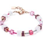 Pinke Edelstein Armbänder poliert aus Rosegold mit Bergkristall handgemacht für Damen 