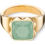 Grüne Coeur de Lion Quadratische Goldringe aus Gold mit Aventurin für Damen Größe 54 