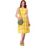 Gelbe Karo Vintage Collectif Partykleider für Damen 