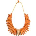 Orange Elegante Collezione Alessandro Holzketten aus Holz mit Türkis handgemacht für Damen 