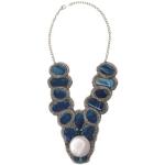 Blaue Collezione Alessandro Edelsteinketten aus Glas mit Bernstein handgemacht für Damen 
