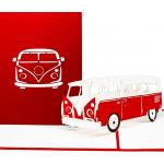 Rote Volkswagen / VW Bulli / T1 Geburtstagskarten 