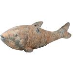 colourliving Fisch Figur XXL 66 cm in Terrakotta/Stein-Optik Teichdeko Fischfigur für Gartenteich