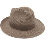 Graue Unifarbene Panamahüte mit Meer-Motiv aus Stroh 57 für Damen Größe M für den für den Sommer 