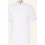Weiße Kurzärmelige Colours & Sons Kentkragen Hemden mit Kent-Kragen aus Leinen für Herren Größe S 