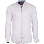 Weiße Unifarbene Langärmelige Colours & Sons Langarmhemden mit Knopf aus Leinen Größe XL für den für den Frühling 
