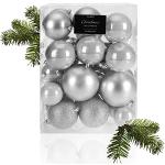 Reduzierte Silberne Runde Christbaumkugeln & Weihnachtsbaumkugeln matt aus Kunststoff 26-teilig 