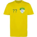 Comedy Shirts - Brasilien Trikot - Wappen: Klein - Wunsch - Jungen Trikot - Gelb/Dunkelgrün Gr. 122-128