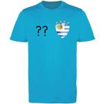 Comedy Shirts - Uruguay Trikot - Wappen: Klein - Wunsch - Herren Trikot - Hellblau/Schwarz Gr. 3XL