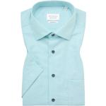 Mintgrüne Kurzärmelige Eterna Kentkragen Hemden mit Kent-Kragen mit Knopf aus Baumwolle für Herren Übergrößen für den für den Sommer 