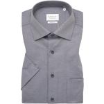 Graue Kurzärmelige Eterna Kentkragen Hemden mit Kent-Kragen mit Knopf aus Baumwolle für Herren für den für den Sommer 