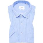 Himmelblaue Elegante Kurzärmelige Eterna Button Down Kragen Shirts mit Tasche aus Twill für Herren Größe S für den für den Sommer 