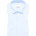 Hellblaue Kurzärmelige Eterna Kentkragen Shirts mit Tasche aus Baumwolle für Herren Größe S für den für den Sommer 