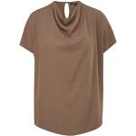 Reduzierte Kurzärmelige Comma Wasserfall-Ausschnitt Blusenshirts & Schlusen mit Cutwork mit Knopf aus Jersey für Damen Größe L 