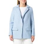 Reduzierte Blaue Fischgrät Casual Comma Casual Identity Boucle-Blazer mit Knopf aus Baumwollmischung für Damen Größe L 