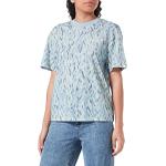 Blaue Kurzärmelige Comma Rundhals-Ausschnitt T-Shirts für Damen Größe L 